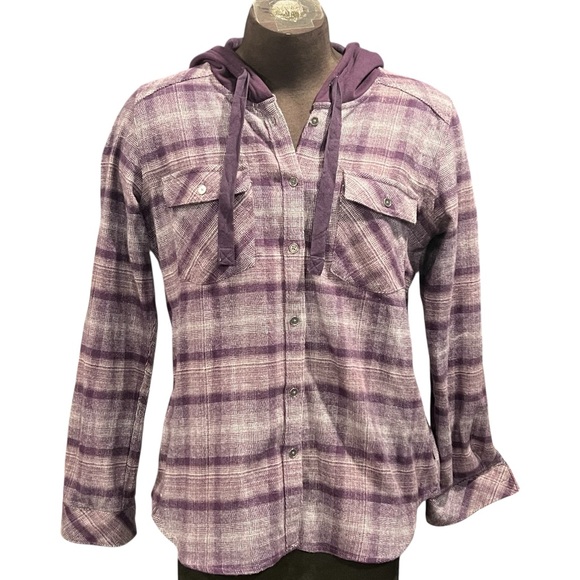 Columbia Tops - Columbia Womens Canyon Point II Shirt Jacket Purple  Hooded Flannel Hiking Large